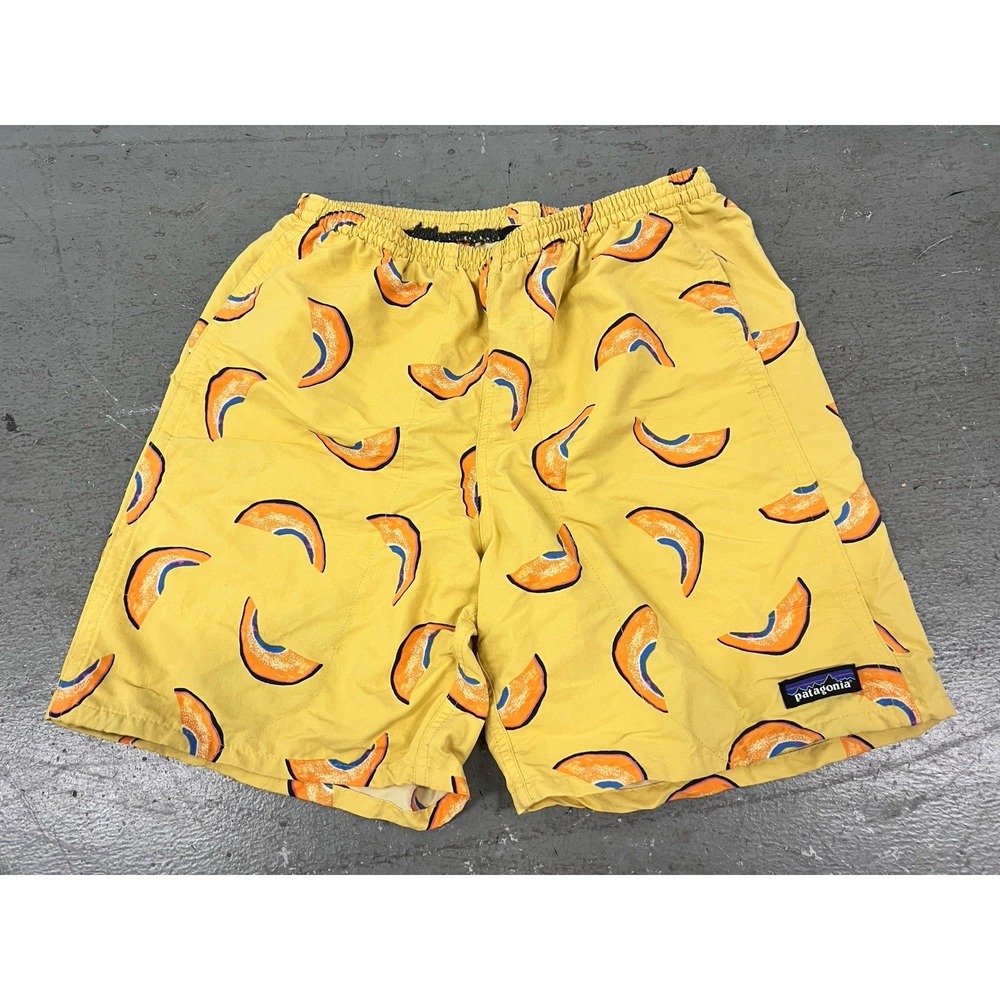 Patagonia Men's XS Yellow Melon Print Swim Trunks Shorts Mesh Lining Removed